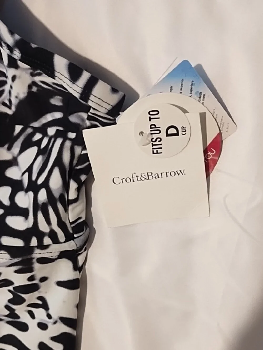 croft & barrow Abstract Black and White Butterfly-Print Tankini. NWT